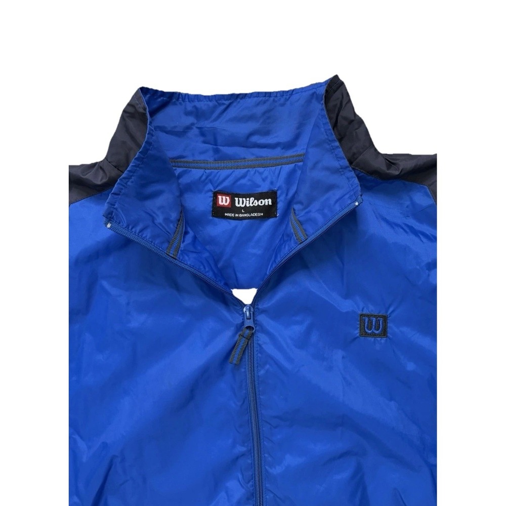 Wilson Windbreaker Jacket Mens Large‎ Blue Full Zip Lightweight Athletic Y2K